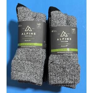 Two 4 Packs Alpine Design Performance Hiking Crew Socks  Men's Medium NEW